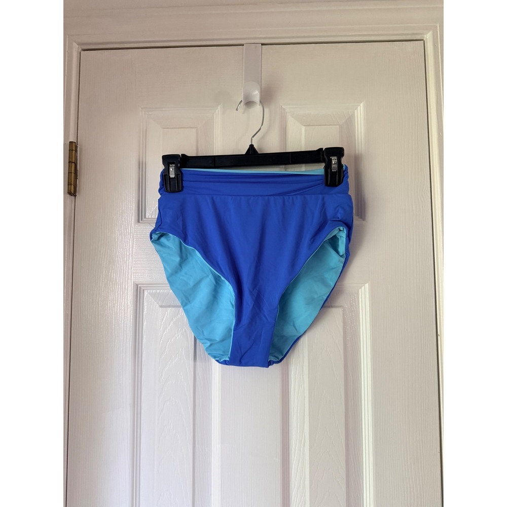 BECCA by Rebecca Virtue‎ Reversible High Waist Bikini Bottom Blue Turquoise M